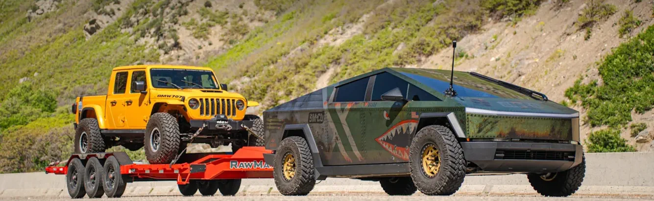 Heavydsparks pulling rawmaxx trailer with tesla